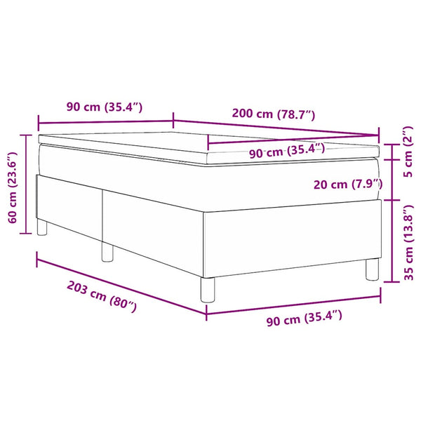 vidaXL Lit coffre crème et blanc 90 x 200 cm en tissu côtelé