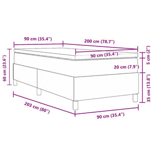 Boxspringbett 90x200 cm Blau-Weiß Cordstoff