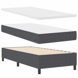 vidaXL Lit boxspring gris foncé et blanc 100 x 200 cm tissu corduroy
