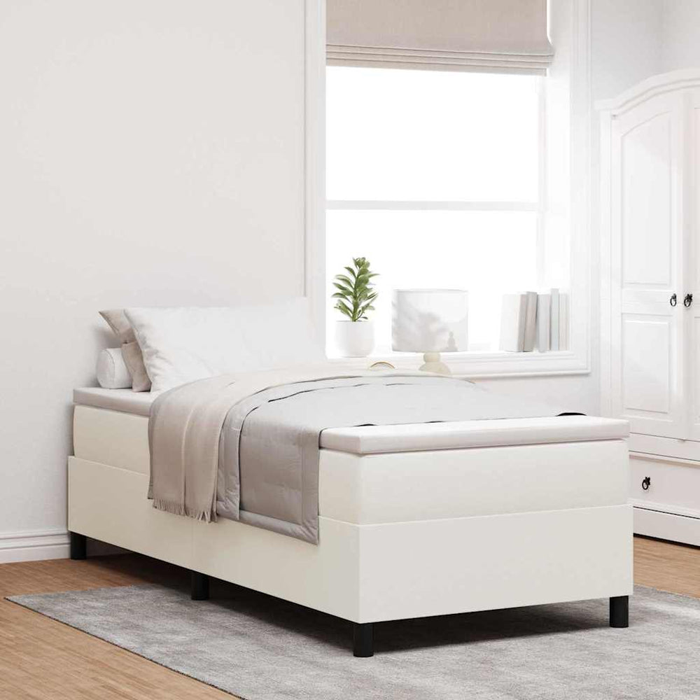 vidaXL Lit tapissier crème et blanc 100 x 200 cm en tissu corduroy