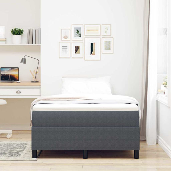 Boxspringbett 120x190 cm Dunkelgrau Weiß Cordstoff