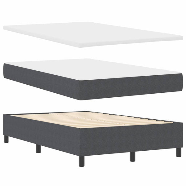 Boxspringbett 120x190 cm Dunkelgrau Weiß Cordstoff