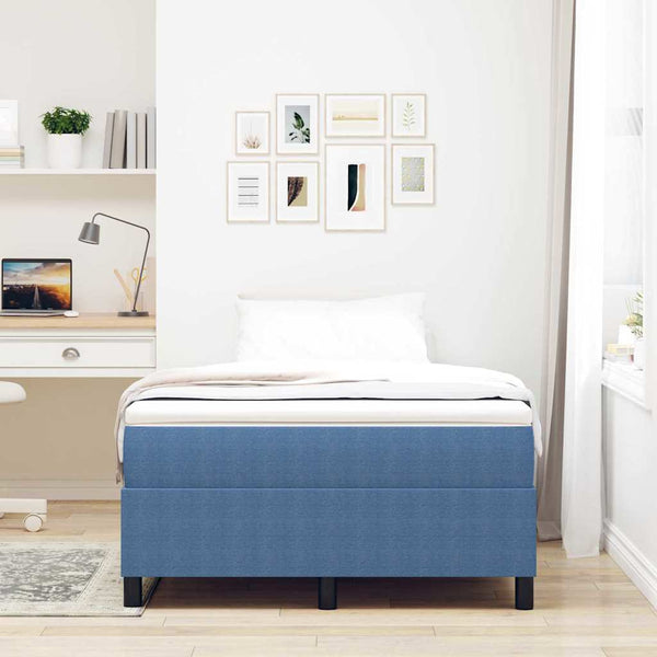 Boxspringbett 120x190 cm Blau Weiß Cordstoff
