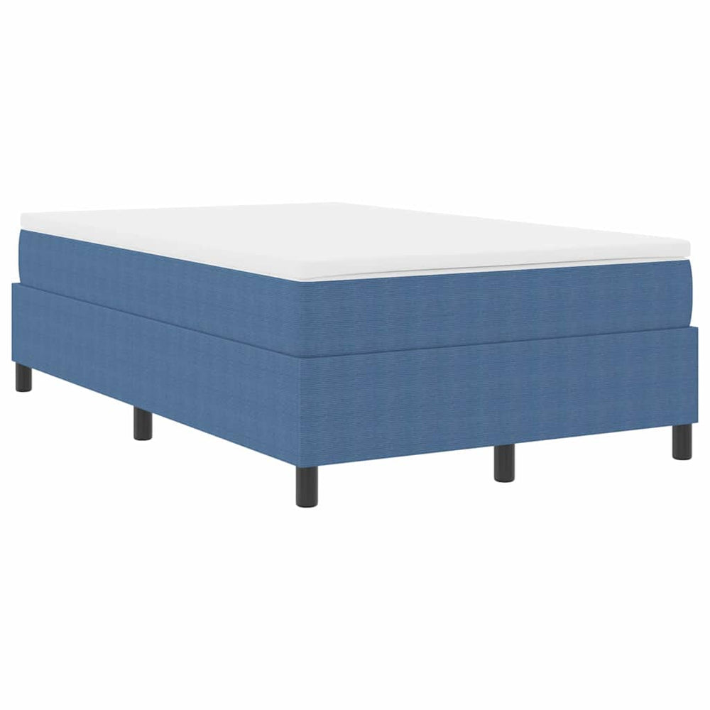 vidaXL Box Spring Bed Blue and White 120 x 190 cm Corduroy