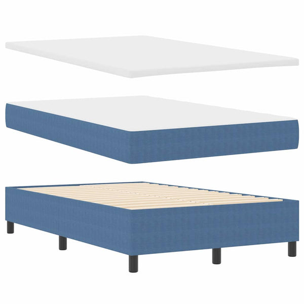 Boxspringbett 120x190 cm Blau Weiß Cordstoff
