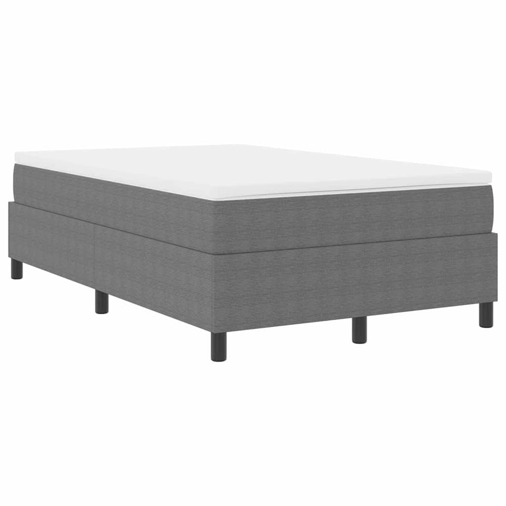 vidaXL Box Spring Bed Light Grey and White 120 x 200 cm Cord Fabric