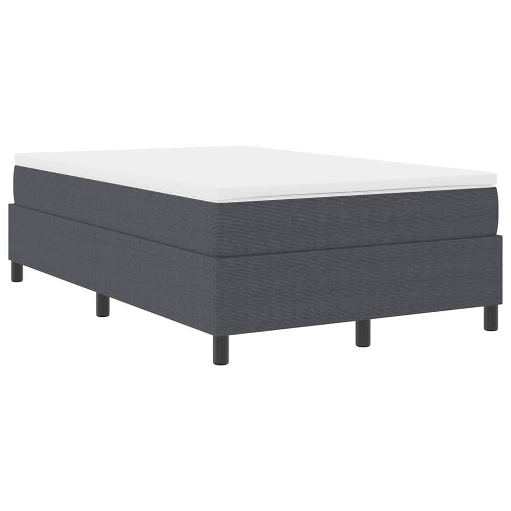 vidaXL Box Spring Bed Dark Grey and White 120 x 200 cm Corduroy