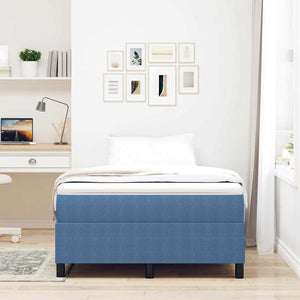Boxspringbett 120x200 cm Blau Weiß Cordstoff