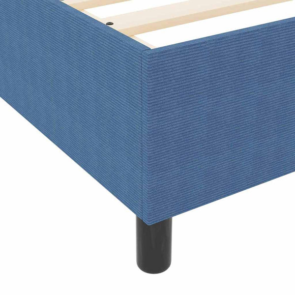 Boxspringbett 140x190 cm Blau Weiß Cordstoff