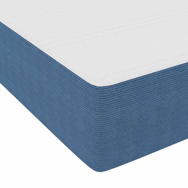 Boxspringbett 140x190 cm Blau Weiß Cordstoff