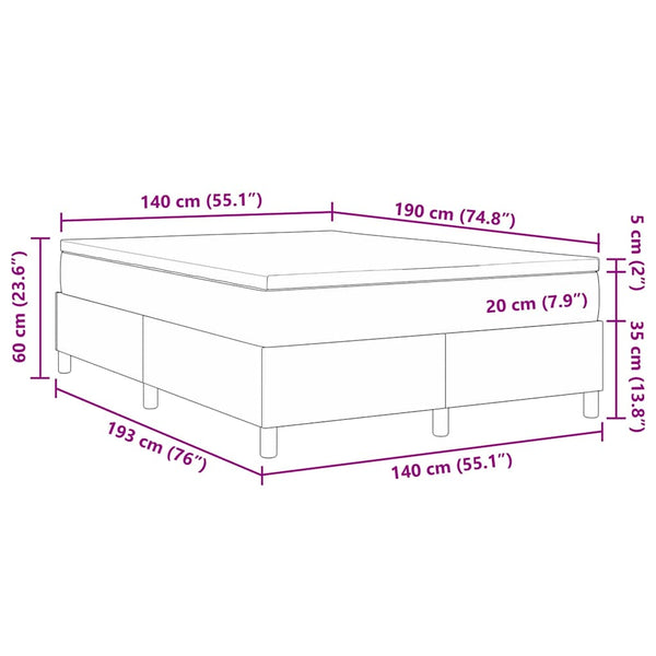 Boxspringbett 140x190 cm Blau Weiß Cordstoff