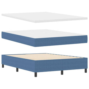 Boxspringbett 140x200 cm Blau Weiß Cordstoff
