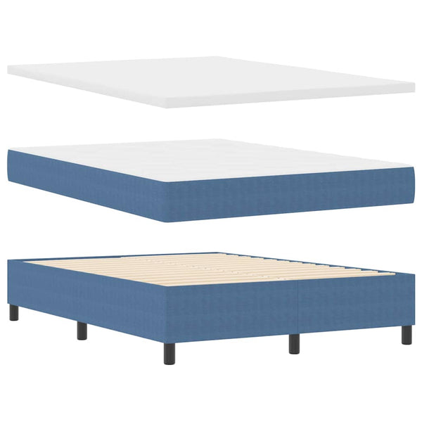 Boxspringbett 140x200 cm Blau Weiß Cordstoff