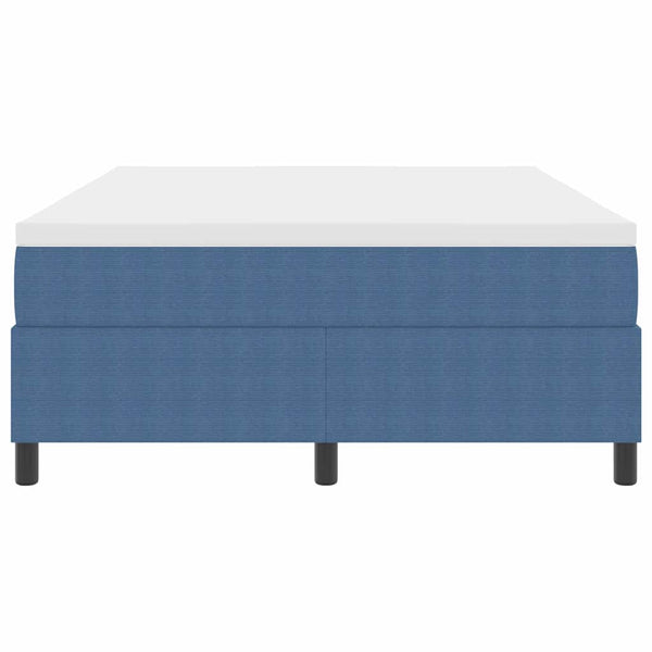 Boxspringbett 140x200 cm Blau Weiß Cordstoff