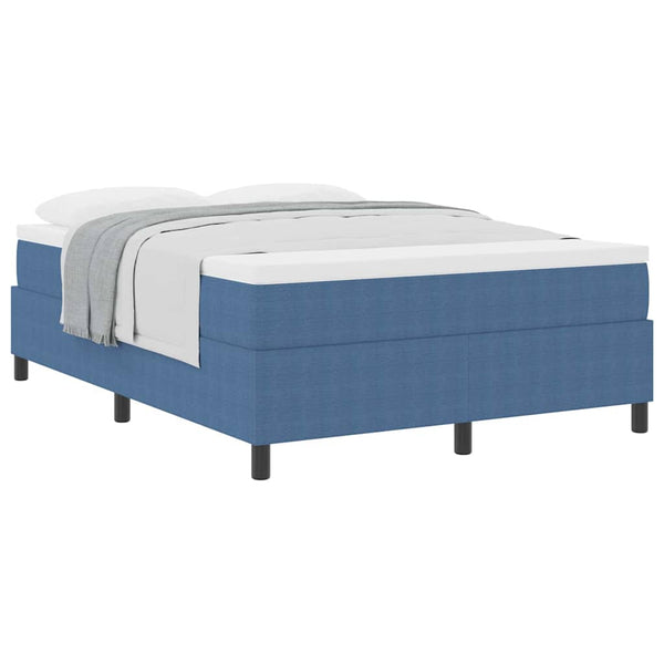 Boxspringbett 140x200 cm Blau Weiß Cordstoff