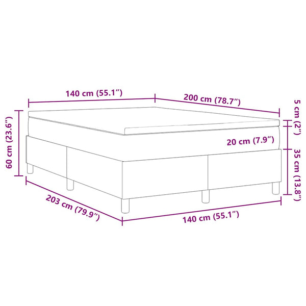 Boxspringbett 140x200 cm Blau Weiß Cordstoff