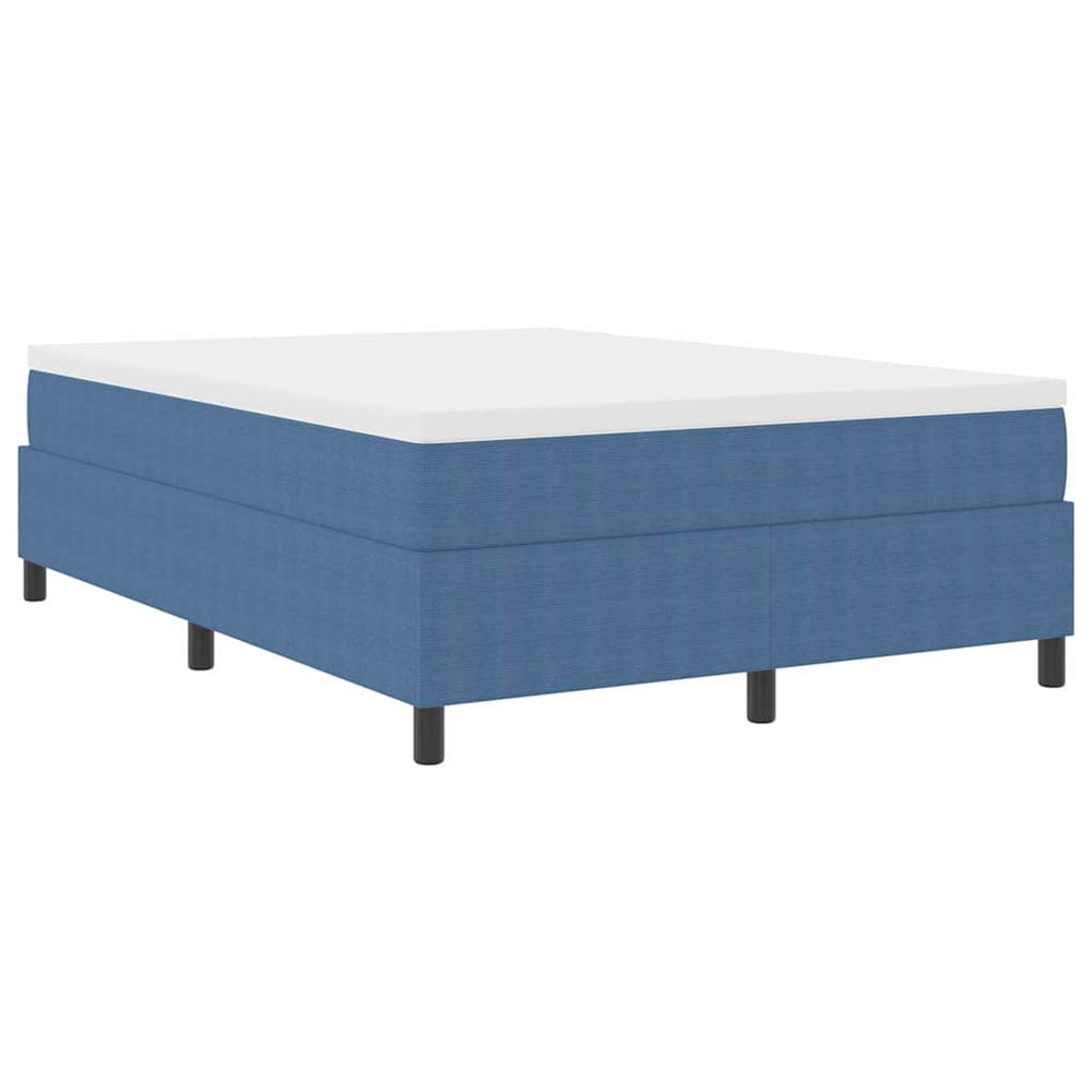 Boxspringbett 160x200 cm Blau Weiß Cord
