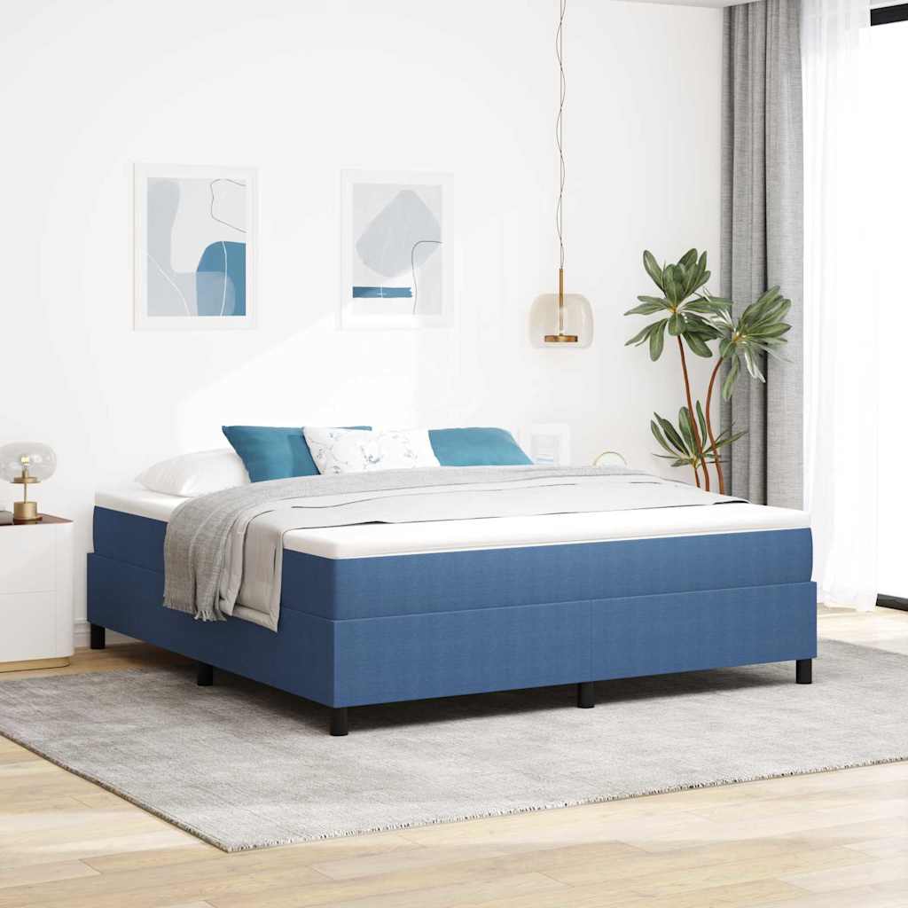 Boxspringbett 180x200 cm Blau Weiß Cordstoff