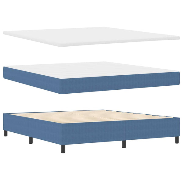 Boxspringbett 180x200 cm Blau Weiß Cordstoff