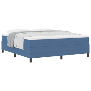 Boxspringbett 180x200 cm Blau Weiß Cordstoff