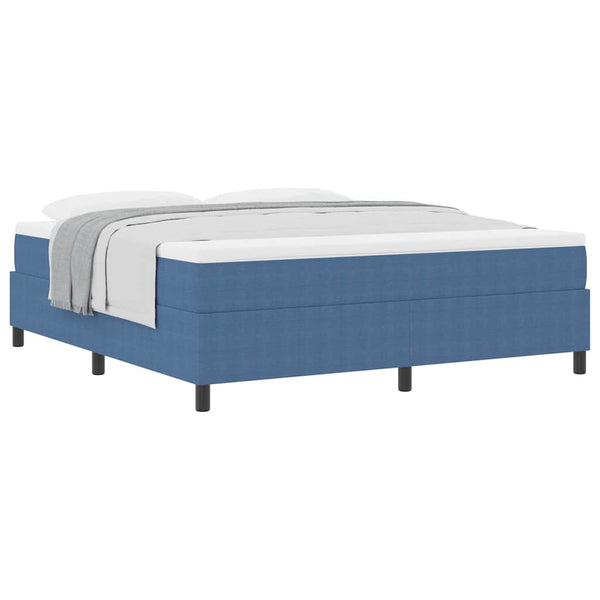 Boxspringbett 180x200 cm Blau Weiß Cordstoff