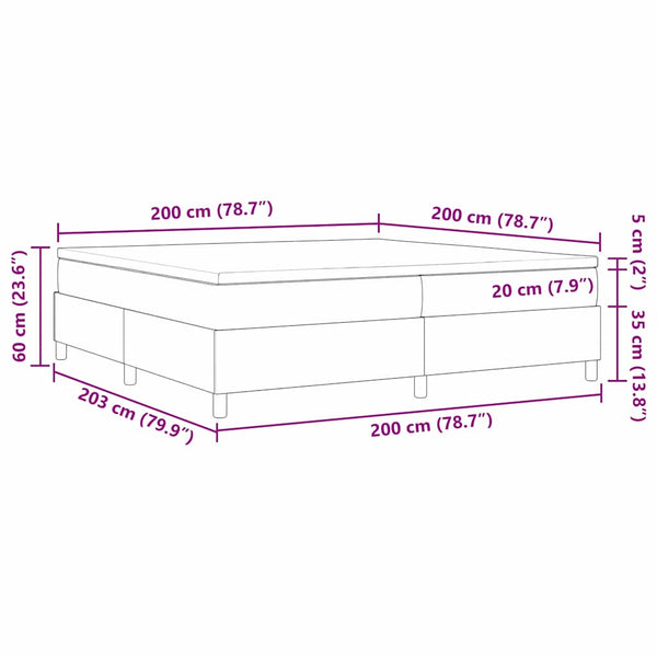 Boxspringbett 200x200 cm Dunkelgrau Cordstoff