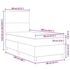 Boxspringbett 80x200 cm Creme Weiß Cordstoff