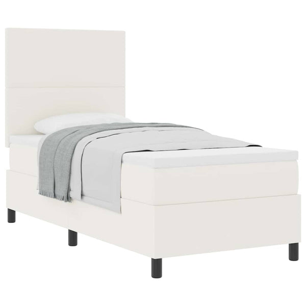 Boxspringbett 90x190 cm Creme Weiß Cordstoff