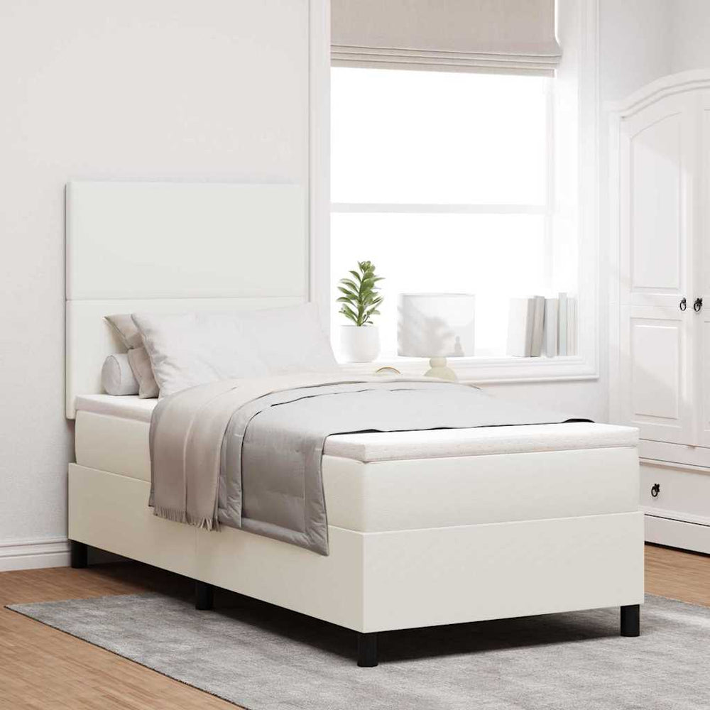 Boxspringbett Creme Weiß 90x200 cm Cordstoff