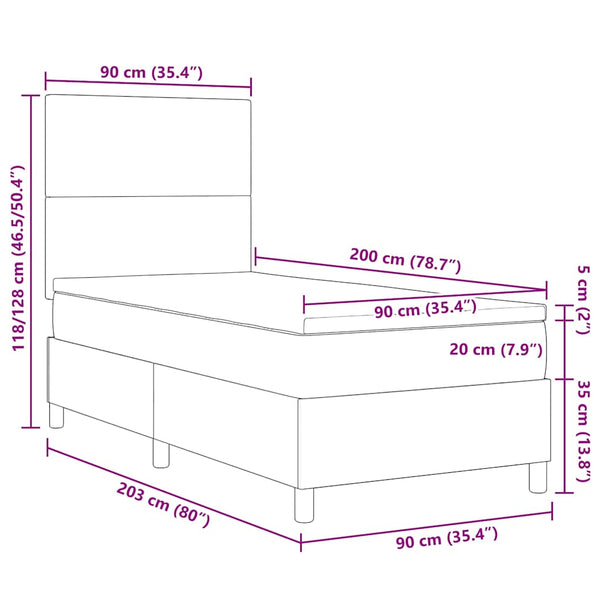 Boxspringbett Creme Weiß 90x200 cm Cordstoff