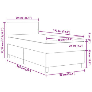 LED Boxspringbett Dunkelgrau Weiß 90x190cm