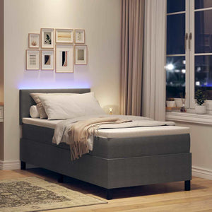 LED Boxspringbett Hellgrau 100x200 cm