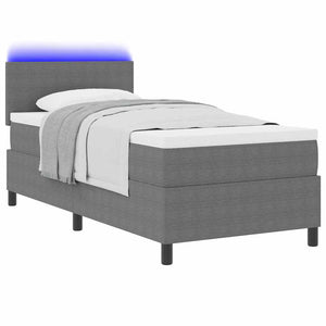 LED Boxspringbett Hellgrau 100x200 cm