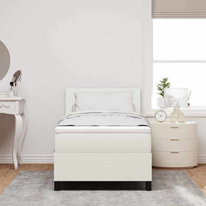 LED Boxspringbett 100x200 cm Creme Weiß Cordstoff