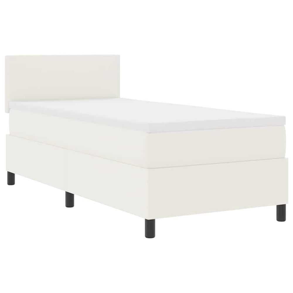 LED Boxspringbett 100x200 cm Creme Weiß Cordstoff