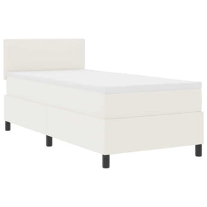 LED Boxspringbett 100x200 cm Creme Weiß Cordstoff