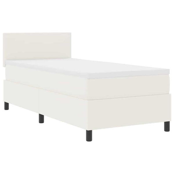 LED Boxspringbett 100x200 cm Creme Weiß Cordstoff