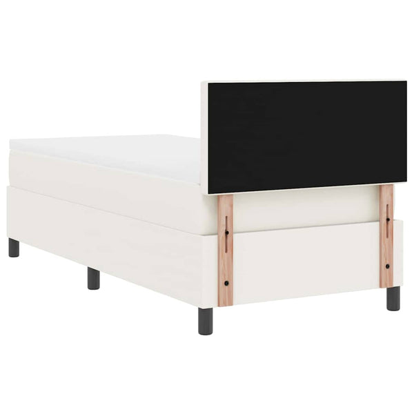 LED Boxspringbett 100x200 cm Creme Weiß Cordstoff
