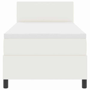 LED Boxspringbett 100x200 cm Creme Weiß Cordstoff