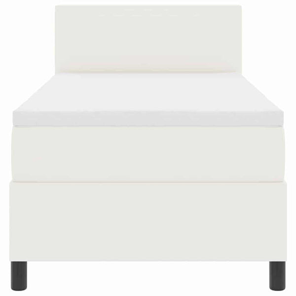 LED Boxspringbett 100x200 cm Creme Weiß Cordstoff