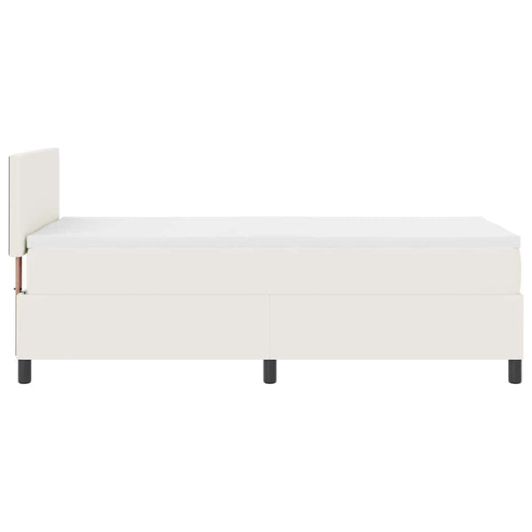 LED Boxspringbett 100x200 cm Creme Weiß Cordstoff