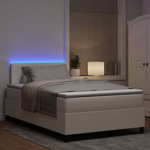 LED Boxspringbett 120x190 Creme Weiß Cordstoff