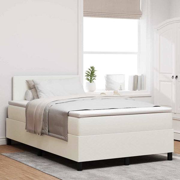 LED Boxspringbett 120x190 Creme Weiß Cordstoff