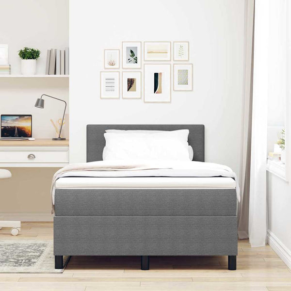 LED Boxspringbett 120x200 cm Hellgrau Cord