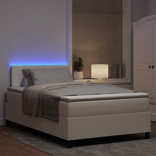 LED Boxspringbett 120x200 Creme Weiß Cordstoff