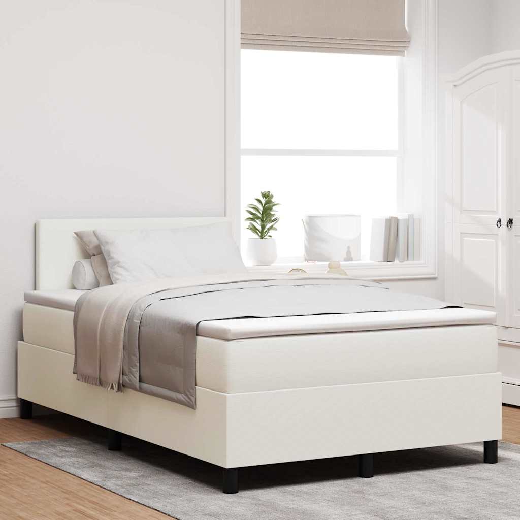 LED Boxspringbett 120x200 Creme Weiß Cordstoff