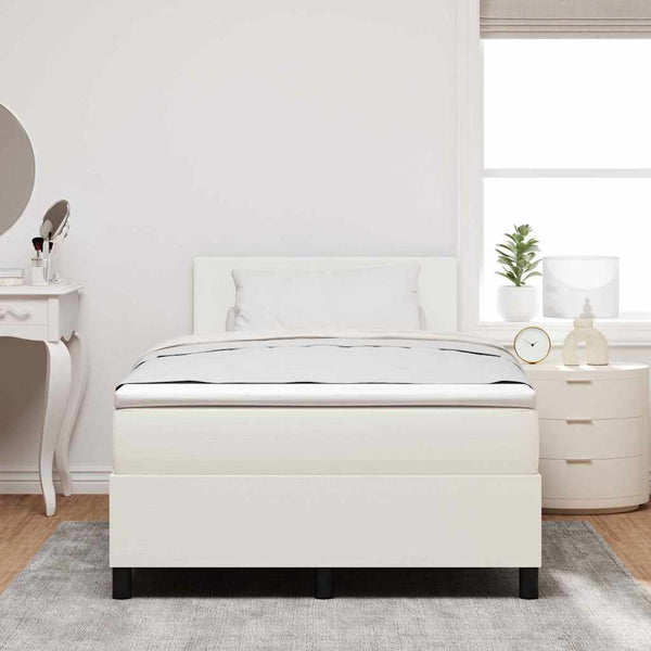 LED Boxspringbett 120x200 Creme Weiß Cordstoff