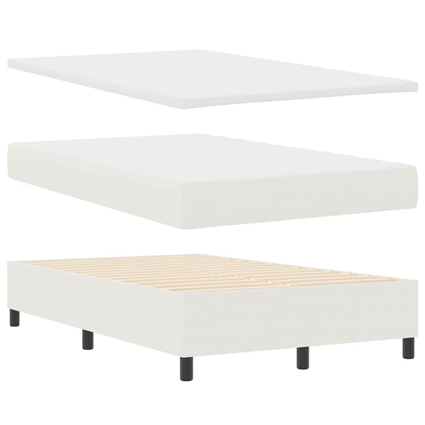 LED Boxspringbett 120x200 Creme Weiß Cordstoff