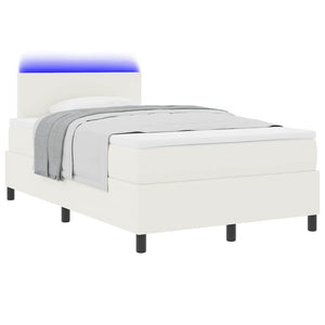 LED Boxspringbett 120x200 Creme Weiß Cordstoff