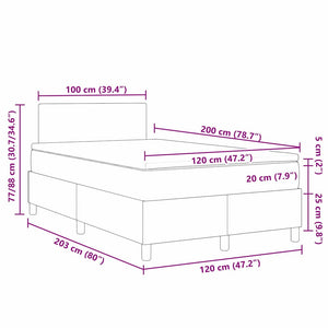 LED Boxspringbett 120x200 Creme Weiß Cordstoff
